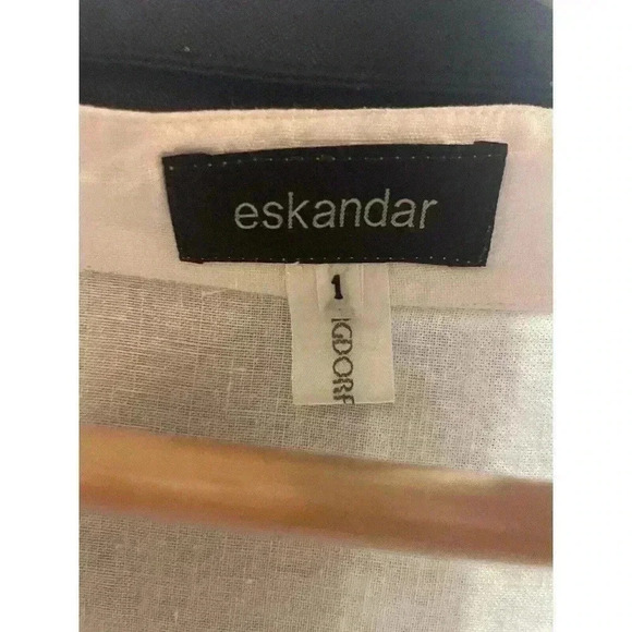 Eskandar Shirt Top Women's Size 1 Linen Lagenlook Oversize Boxy Button Up Long - Picture 2 of 9